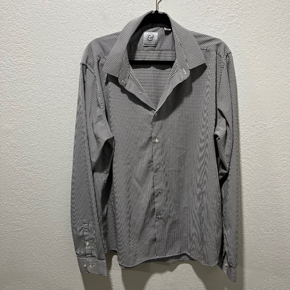 Kilburne Finch Men's Long Sleeve Houndstooth Print Button Up Shirt